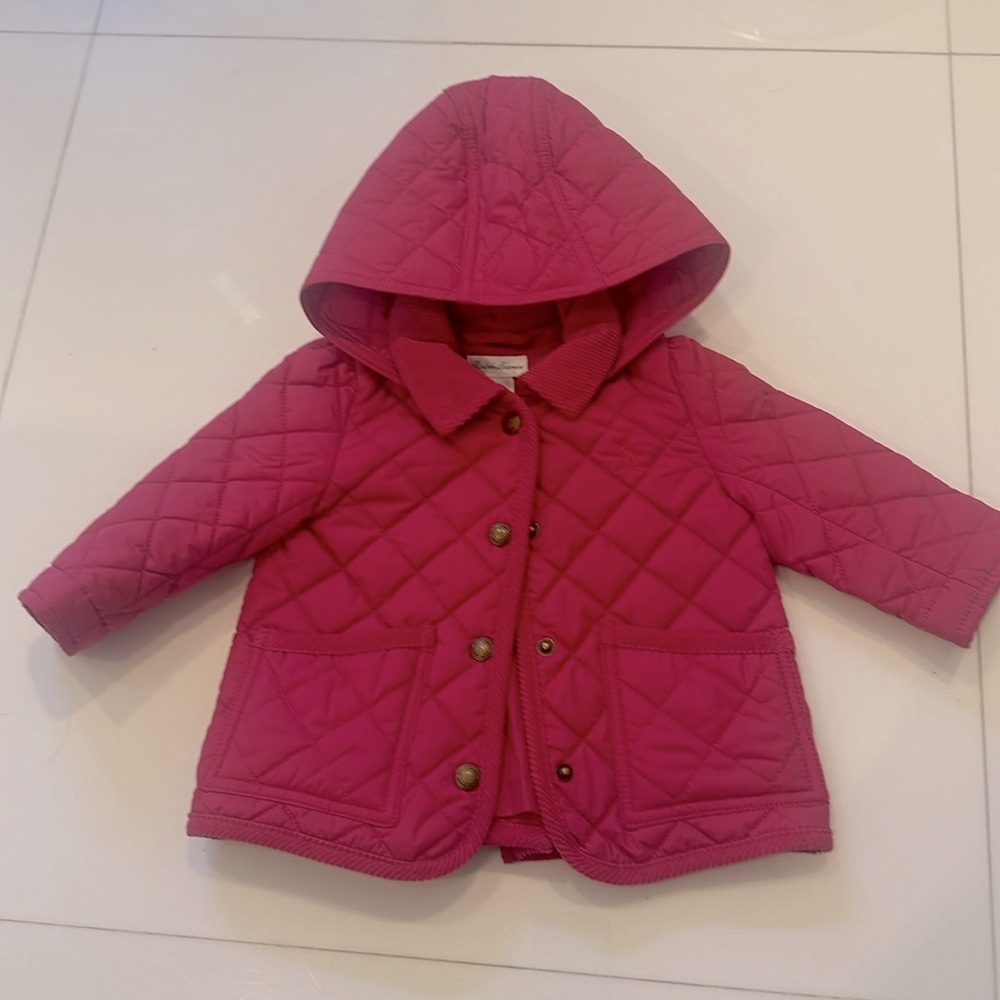 Polo Ralph Lauren Girls' Quilted Barn Jacket Pink Size 9 months. Use 1 time
